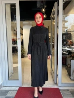 Gloria Taşlanmış İpek Gömlek Elbise TD-3671