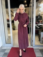 Gloria Taşlanmış İpek Gömlek Elbise TD-3671