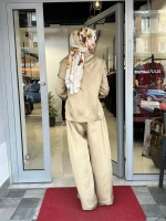 Evan Asetat Fularlı Bluz Pantolon TD26Y05000006