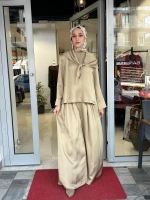 Evan Asetat Fularlı Bluz Pantolon TD26Y05000006