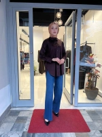Laura Serpme Taşlı Koton Gömlek TD-3627
