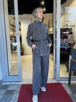 Prime Taşlanmış İpek Pantolonlu Takım TD-3699