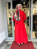 Gömlek Yaka İpek Keten Uzun Elbise 2264351