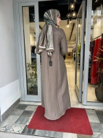 Gömlek Yaka İpek Keten Uzun Elbise 2264351