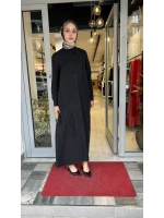 Gömlek Yaka İpek Keten Uzun Elbise 2264351
