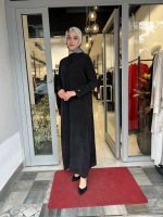 Yakasız Yırtmaç Detaylı Keten Ceket 2268285
