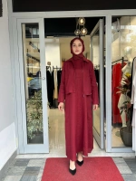 Kolsuz Düz Renk Keten Elbise 2264251