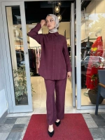 Prime Taşlanmış İpek Pantolonlu Takım TD-3699