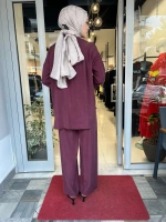 Prime Taşlanmış İpek Pantolonlu Takım TD-3699