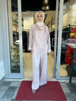 Resa Asetat Şal Detaylı Pantolon TD-4768