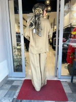 Resa Asetat Şal Detaylı Pantolon TD-4768