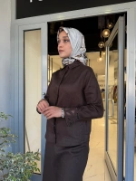 Yaka Nakış Detaylı %100 Keten Elbise TD-4740