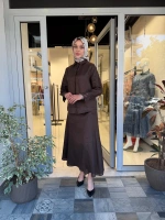 Yaka Nakış Detaylı %100 Keten Elbise TD-4740