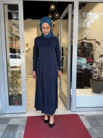 A Kesim Bisiklet Yaka Uzun Elbise Navy 3264803