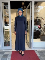 A Kesim Bisiklet Yaka Uzun Elbise Navy 3264803