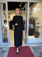 Bekletme Detaylı Dik Yaka Elbise Black 3264010