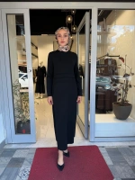 Bekletme Detaylı Dik Yaka Elbise Black 3264010