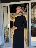 Bekletme Detaylı Dik Yaka Elbise Black 3264010