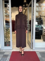 Balıksırtı Detaylı Uzun Elbise Cacao 3260801