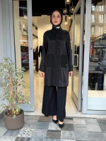 Büzgü Kol Detaylı Uzun Ceket Black 3268804
