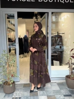 Elbise Desenli Kahverengi 40823