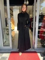 Fermuarlı Beli Büzgülü Cupro Ferace 2268329
