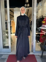Fermuarlı Beli Büzgülü Cupro Ferace 2268329