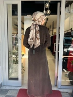 Fermuarlı Beli Büzgülü Cupro Ferace 2268329