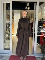 Fermuarlı Beli Büzgülü Cupro Ferace 2268329