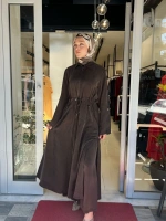 Fermuarlı Beli Büzgülü Cupro Ferace 2268329