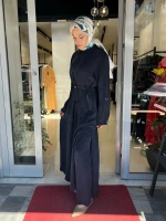 Fermuarlı Beli Büzgülü Cupro Ferace 2268329