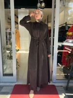 Fermuarlı Beli Büzgülü Cupro Ferace 2268329