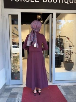 Gömlek Yaka Uzun Triko Elbise Oubergine 3264003