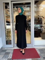 İnce Fitilli Plise Detaylı Triko Elbise 3264002