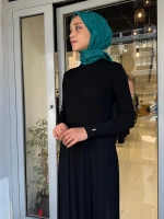 İnce Fitilli Plise Detaylı Triko Elbise 3264002