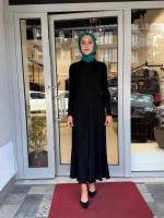 İnce Fitilli Plise Detaylı Triko Elbise 3264002