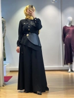 Jamıla Sarah Aller Paçalı Deri Garnirli Bluz Etek Takım FW25-9005