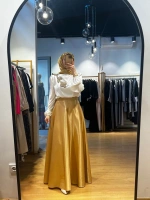 Jamıla Sarah Gold Kloş Etek SS24-6002