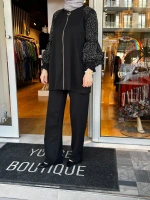 Jamıla Sarah Koll. Boncuk. İşl. Ferm. Kol Ucu Fırfırlı Eşofman Takımı SS24-9038