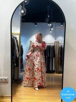 Jamıla Sarah Kolları Balonlu Desenli Elbise SS24-3007