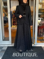 Jamıla Sarah Peplum Dantel Ceket Dantel Kloş Etek Takım SS24-9032