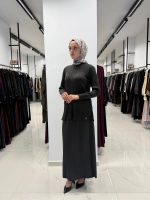 Kalın Fitilli Beli Lastikli Tunik Black 3266003