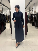 Kalın Fitilli Beli Lastikli Tunik Navy 3266003