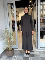Kalın Fitilli Beli Lastikli Tunik Haki 3266003