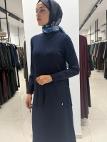 Kalın Fitilli Beli Lastikli Tunik Navy 3266003