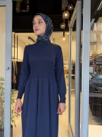 Kalın Fitilli Triko Elbise Navy 3264001