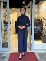 Kalın Fitilli Triko Elbise Navy 3264001