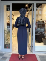 Kalın Fitilli Triko Elbise Navy 3264001