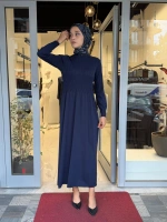 Kalın Fitilli Triko Elbise Navy 3264001