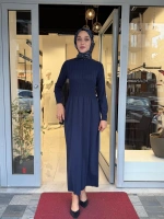 Kalın Fitilli Triko Elbise Navy 3264001
